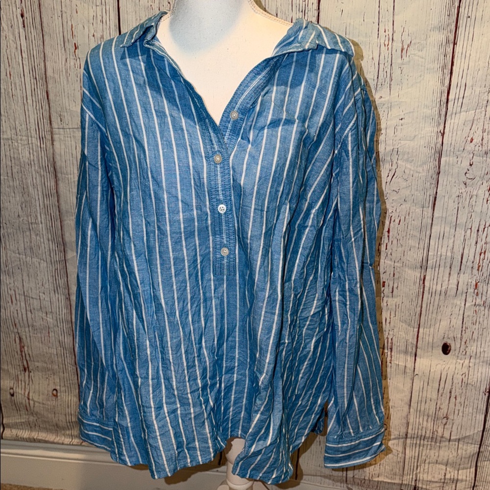 Talbots Blue Striped Women's Button Down Shirt